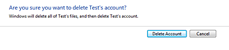 Windows 7 User Account, Delete